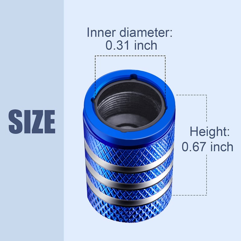 DECURCAR Tire Valve Stem Cap Cover - (5 Pack) Tire Air Caps Metal with Plastic Liner Corrosion Resistant Leak-Proof for Car Truck Motorcycle SUV and Bike Blue - Image 3